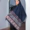 شال نخی طرح دار سرمه ای کد 129